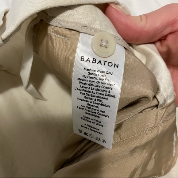 Aritzia Babaton Sidiki Cream Linen Wide Leg High Rise Pant size 2 - Picture 12 of 16